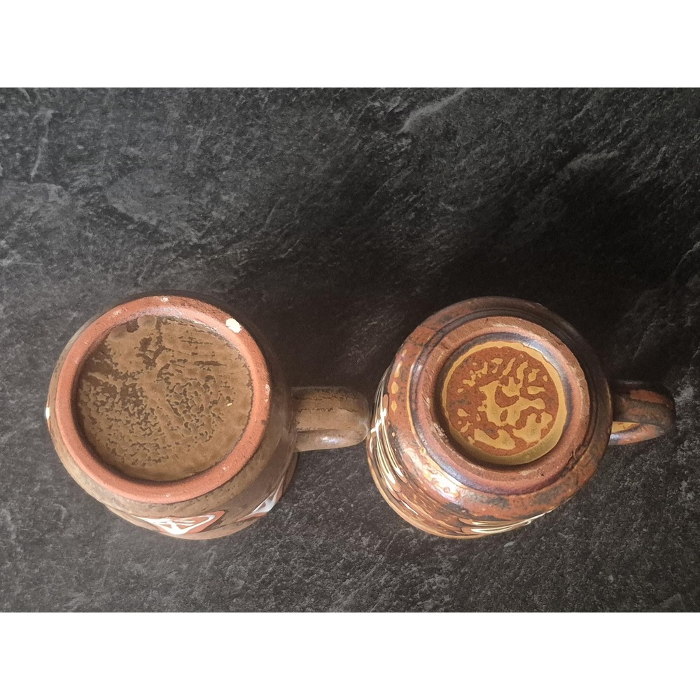 MCM Set of 2 Vintage Japanese Pottery Creamer Pitcher Mug Cup Plants Leaves - Picture 4 of 6